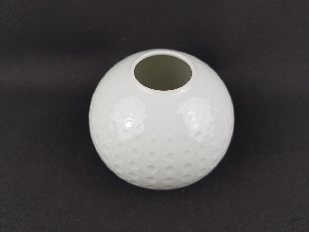 Vintage ARZBERG Porcelain Glossy White Ball Vase Model 49 Bavaria Germany 1970s