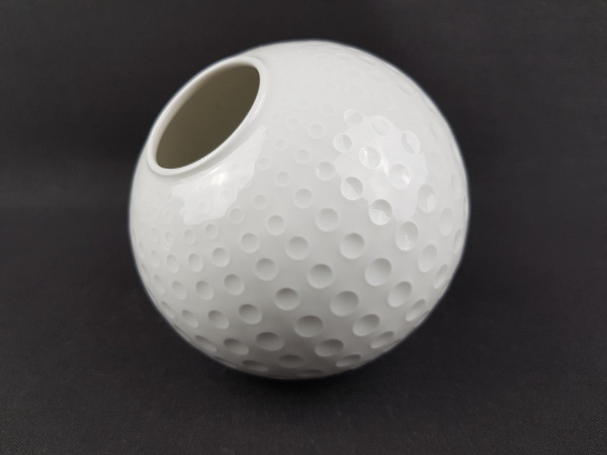 Vintage ARZBERG Porcelain Glossy White Ball Vase Model 49 Bavaria Germany 1970s