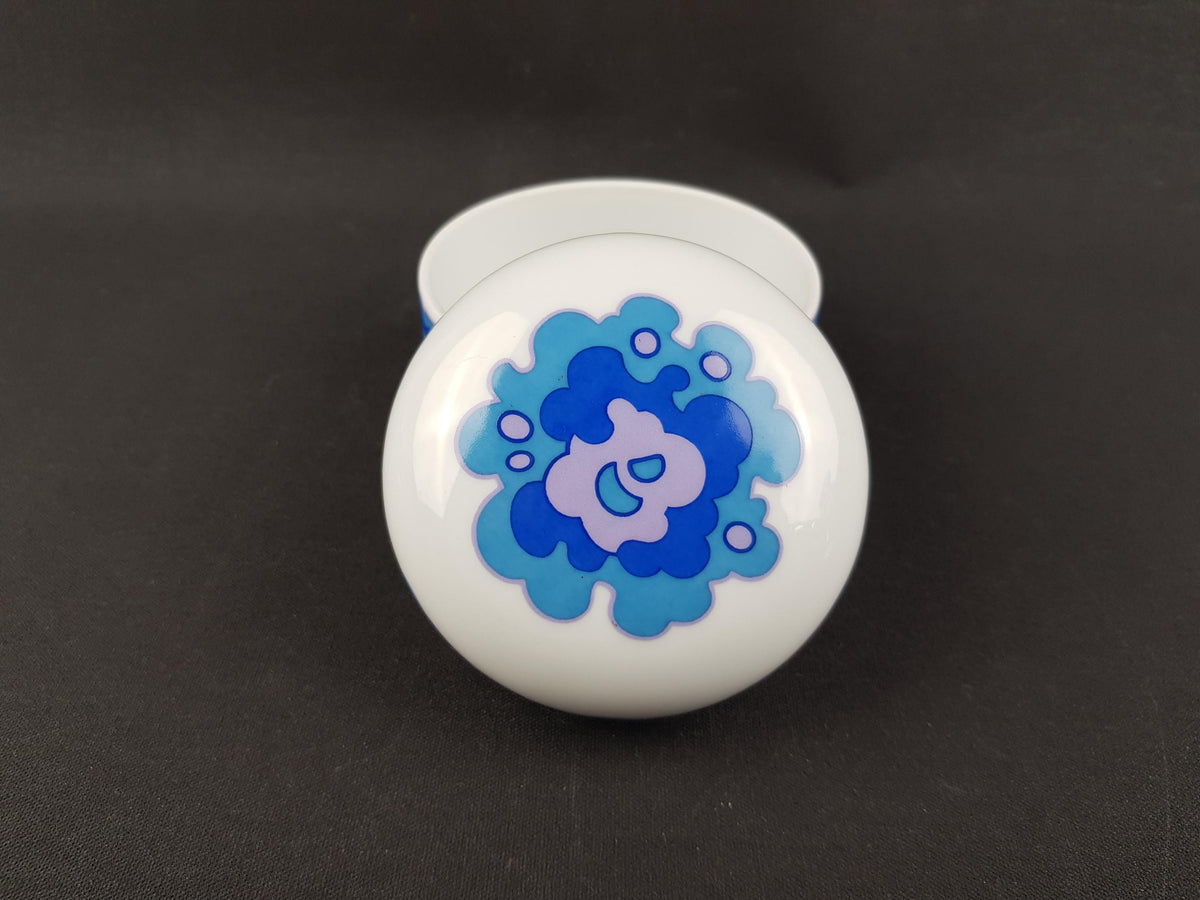 Vintage HEINRICH Porzellan Lidded Jar with Blue Decor West German Pottery 1960s 1970s