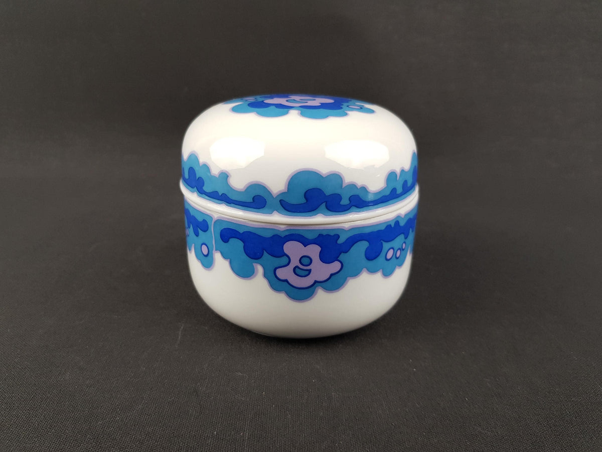 Vintage HEINRICH Porzellan Lidded Jar with Blue Decor West German Pottery 1960s 1970s