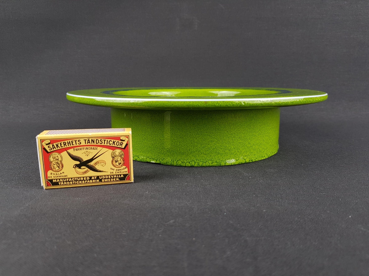 10" Vintage HUTSCHENREUTHER Green and Orange Bowl by Renee Neue West German Pottery 1970s