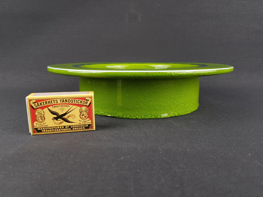 10" Vintage HUTSCHENREUTHER Green and Orange Bowl by Renee Neue West German Pottery 1970s