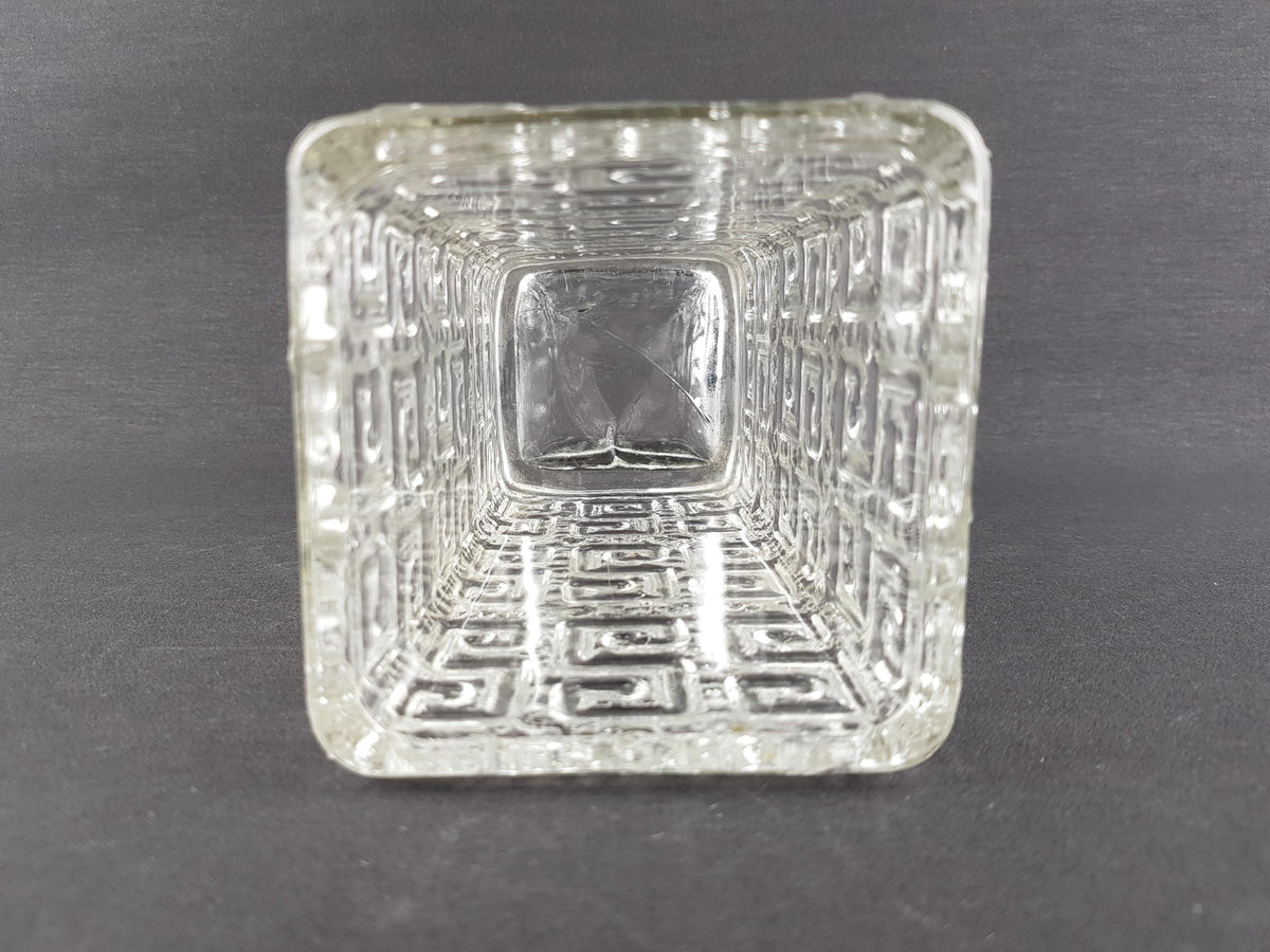 Vintage RIIHIMAEN LASI Clear Glass with Geometric Pattern Vase by Tamara Aladin 1960s