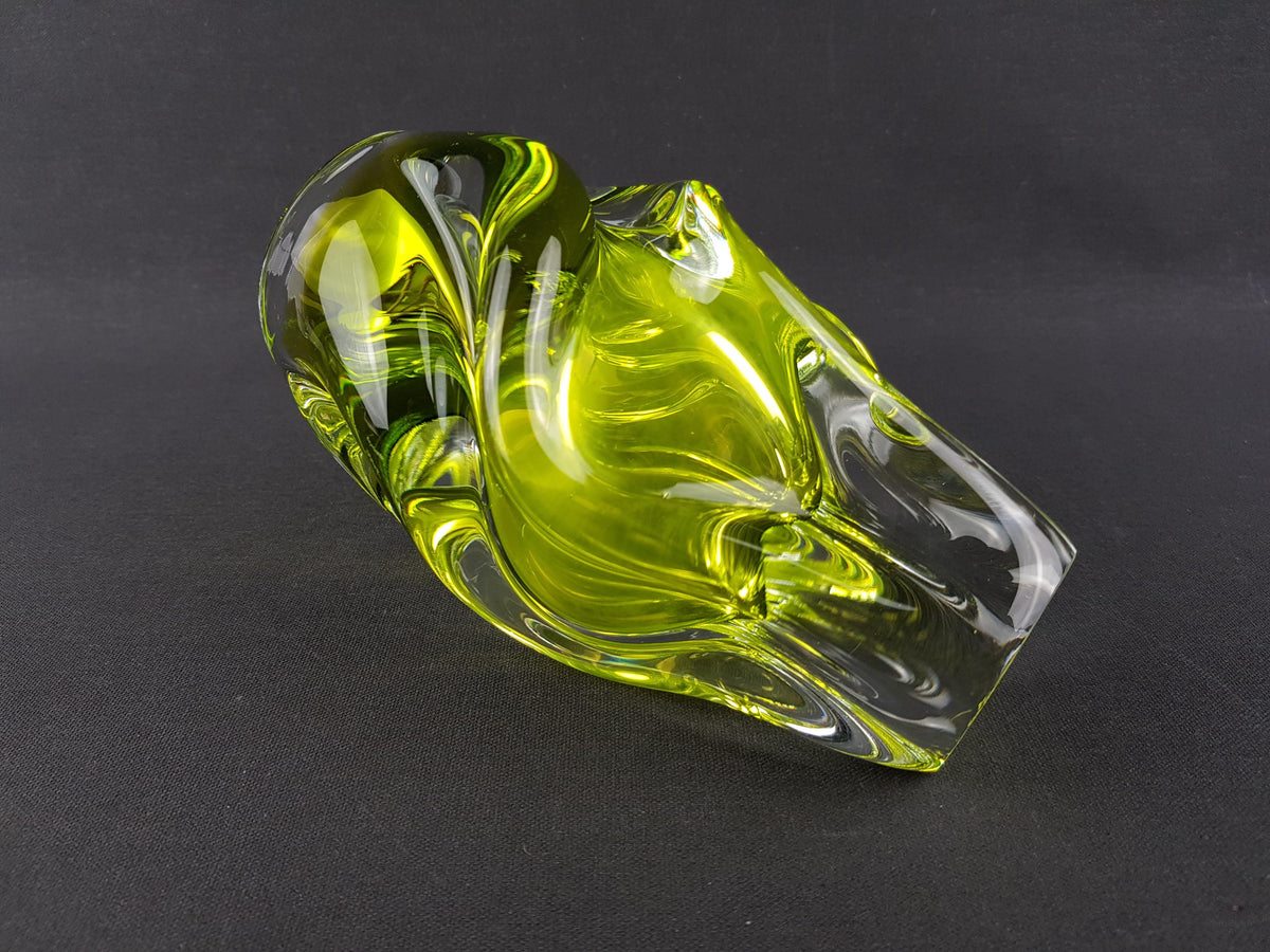 Vintage Rare JOSEF HOSPODKA Neon Yellow Vase Novy Bor Borocrystal Bohemian Czech Glass 1960s Czechoslovakia