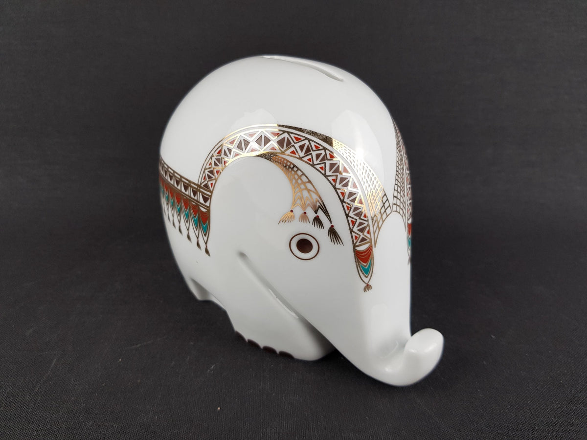 Vintage HOECHST Porcelain Elephant Money Box by Bernd Diefenbach White Piggy Bank West Germany 1970s