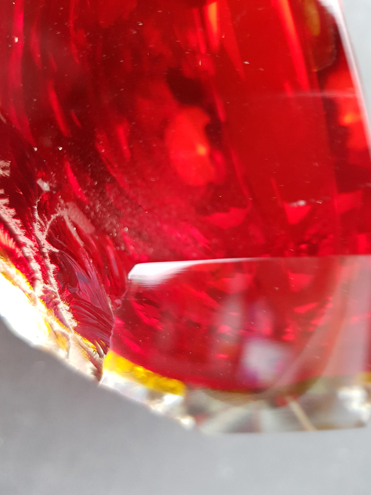 Vintage MURANO Sommerso Glass Bowl Alessandro Mandruzzato Red Yellow Frosted Art Glass Italy 1960s