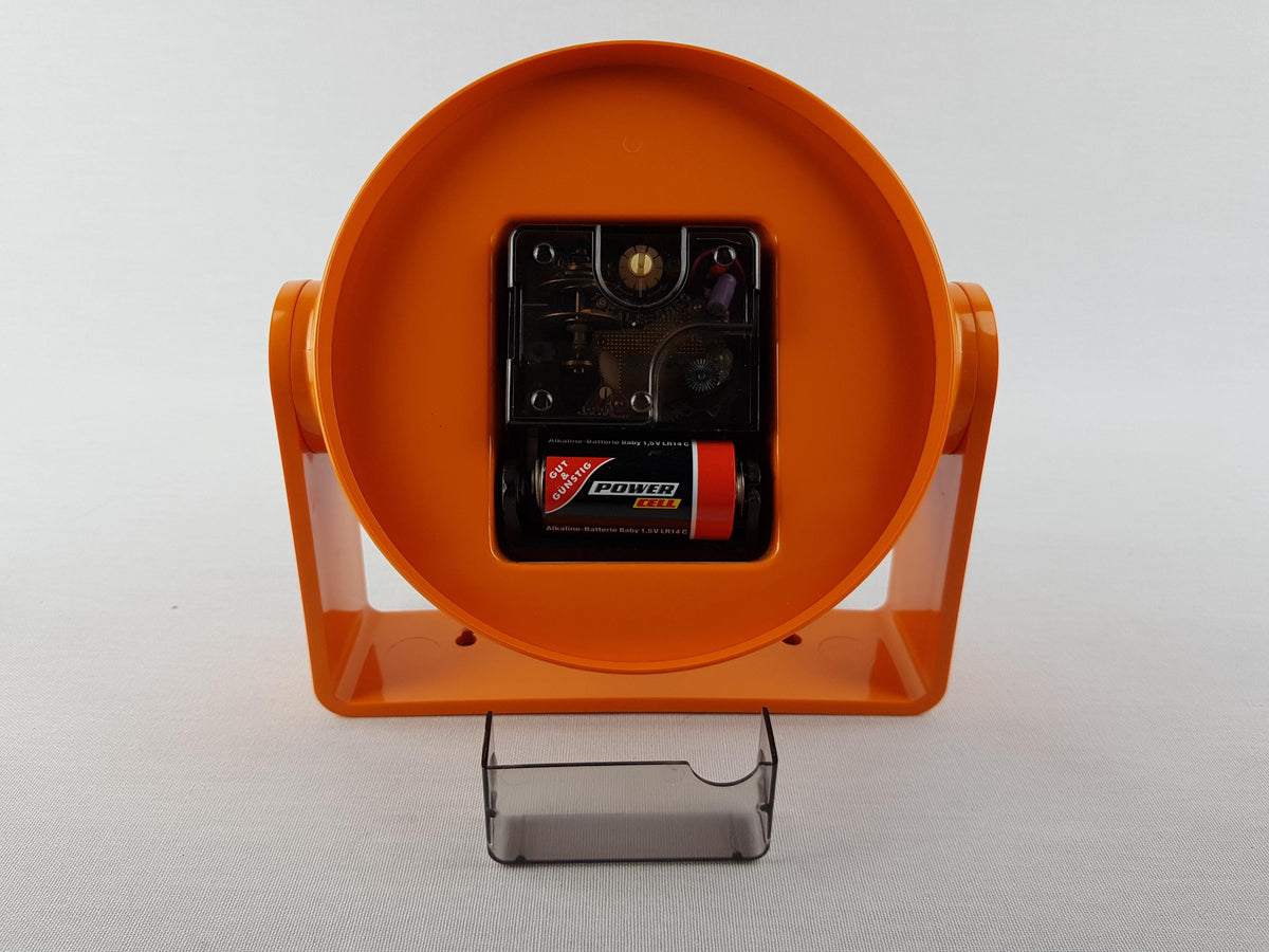 Vintage DIE HAUSUHR Orange Table Clock Adjustable Stand Desk Clock Space Age German Design 1970s