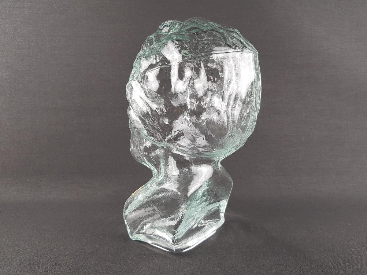 Vintage INGRID GLAS Glass Head Phone Holder, Hat Cap Wig Holder Glass Bust of Ludwig von Beethoven West Germany 1960-70