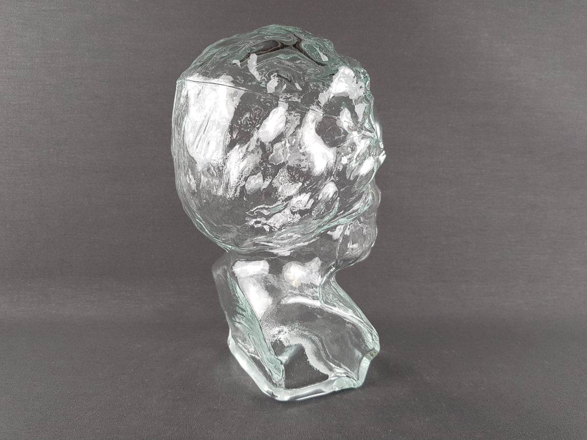 Vintage INGRID GLAS Glass Head Phone Holder, Hat Cap Wig Holder Glass Bust of Ludwig von Beethoven West Germany 1960-70