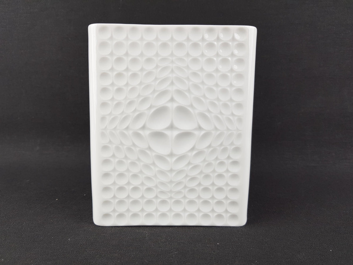Vintage FÜRSTENBERG Op Art Relief Block Vase 1447/14 by E.A. Sundermann Germany 1970s