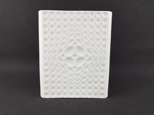 Vintage FÜRSTENBERG Op Art Relief Block Vase 1447/14 by E.A. Sundermann Germany 1970s