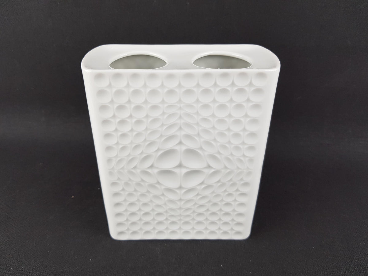 Vintage FÜRSTENBERG Op Art Relief Block Vase 1447/14 by E.A. Sundermann Germany 1970s