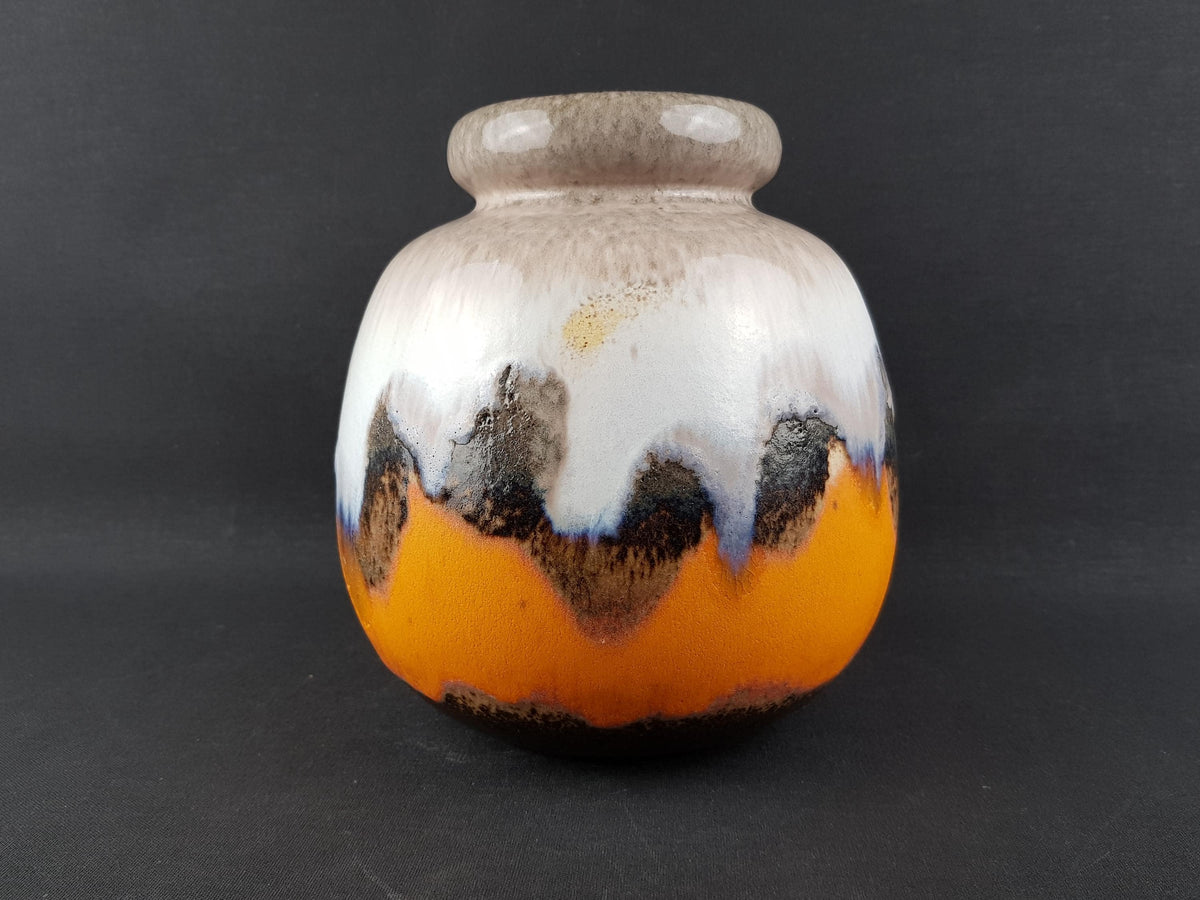 Vintage SCHEURICH KERAMIK Orange, Brown and Beige CERAMOS Vase 284 19 West Geman Pottery 1970s