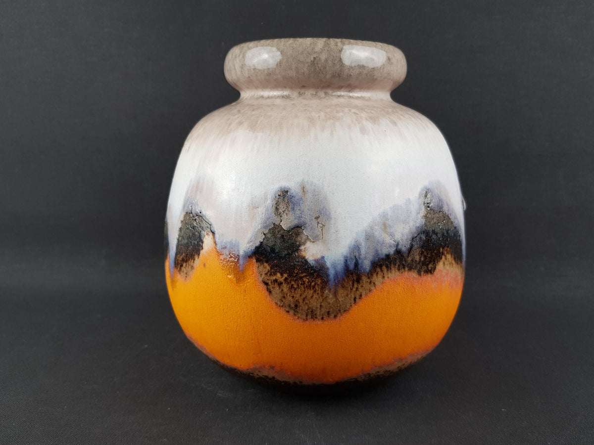 Vintage SCHEURICH KERAMIK Orange, Brown and Beige CERAMOS Vase 284 19 West Geman Pottery 1970s