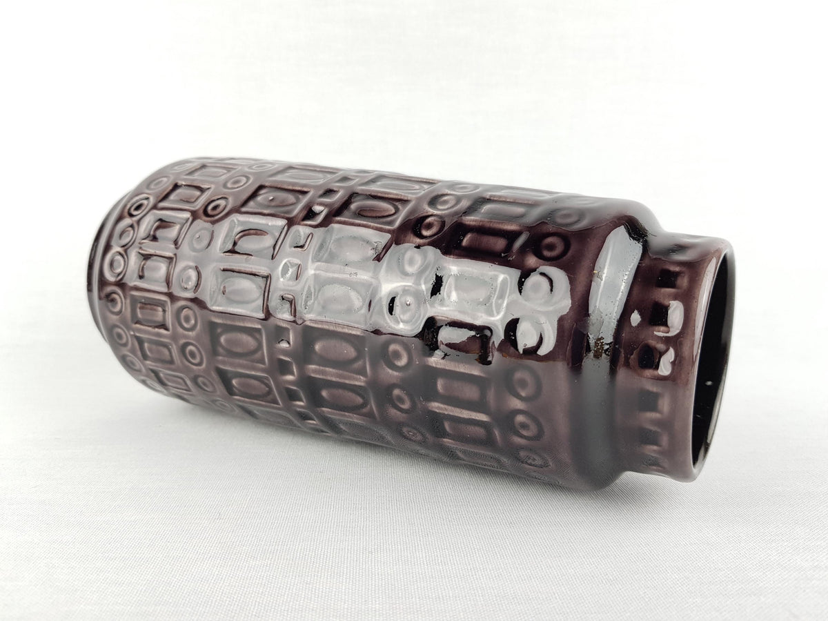 Vintage SCHEURICH KERAMIK Deep Purple Vase with Inka Decor 260 22 West German Pottery 1970s
