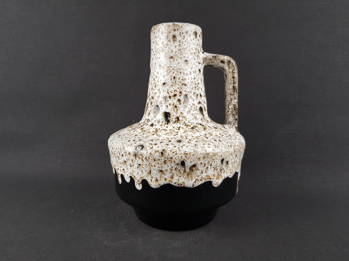 Vintage ES KERAMIK (Emons und Söhne) Black and White Fat Lava Vase West German Pottery 1970s