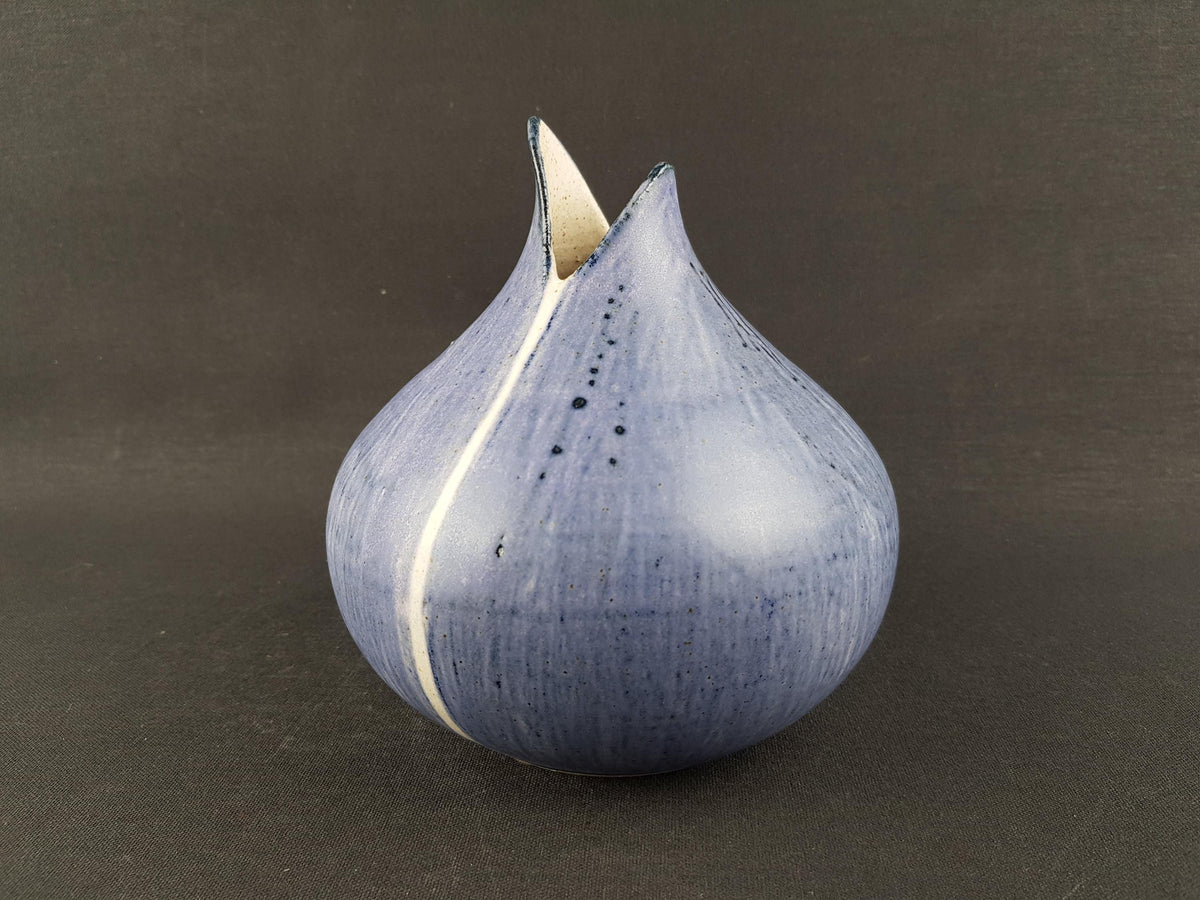 Vintage Kegnæs Keramik Purple Fishmouth Vase Danish Studio Art Denmark 1960-70
