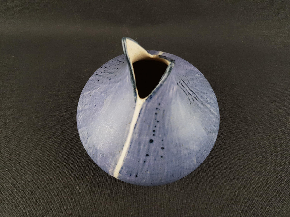 Vintage Kegnæs Keramik Purple Fishmouth Vase Danish Studio Art Denmark 1960-70