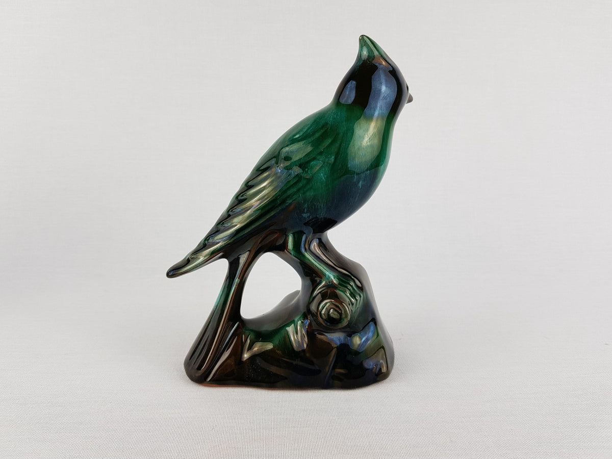 Starter Set Vintage BLUE MOUNTAIN POTTERY Green and Black Goose and Bird Figurine Canada 1960s