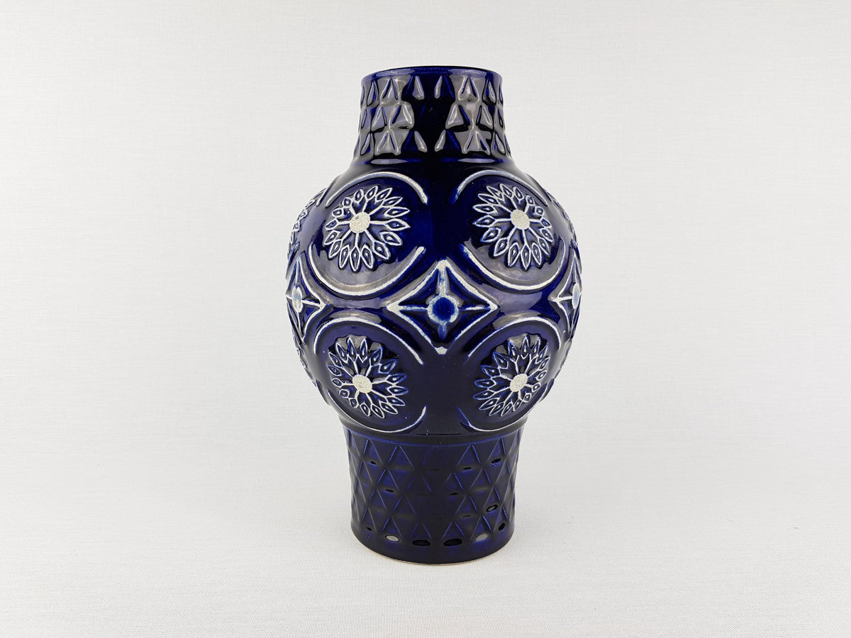 Vintage Ink Blue BAY KERAMIK Vase West German Pottery 62 25 Fat Lava Era 1960-70