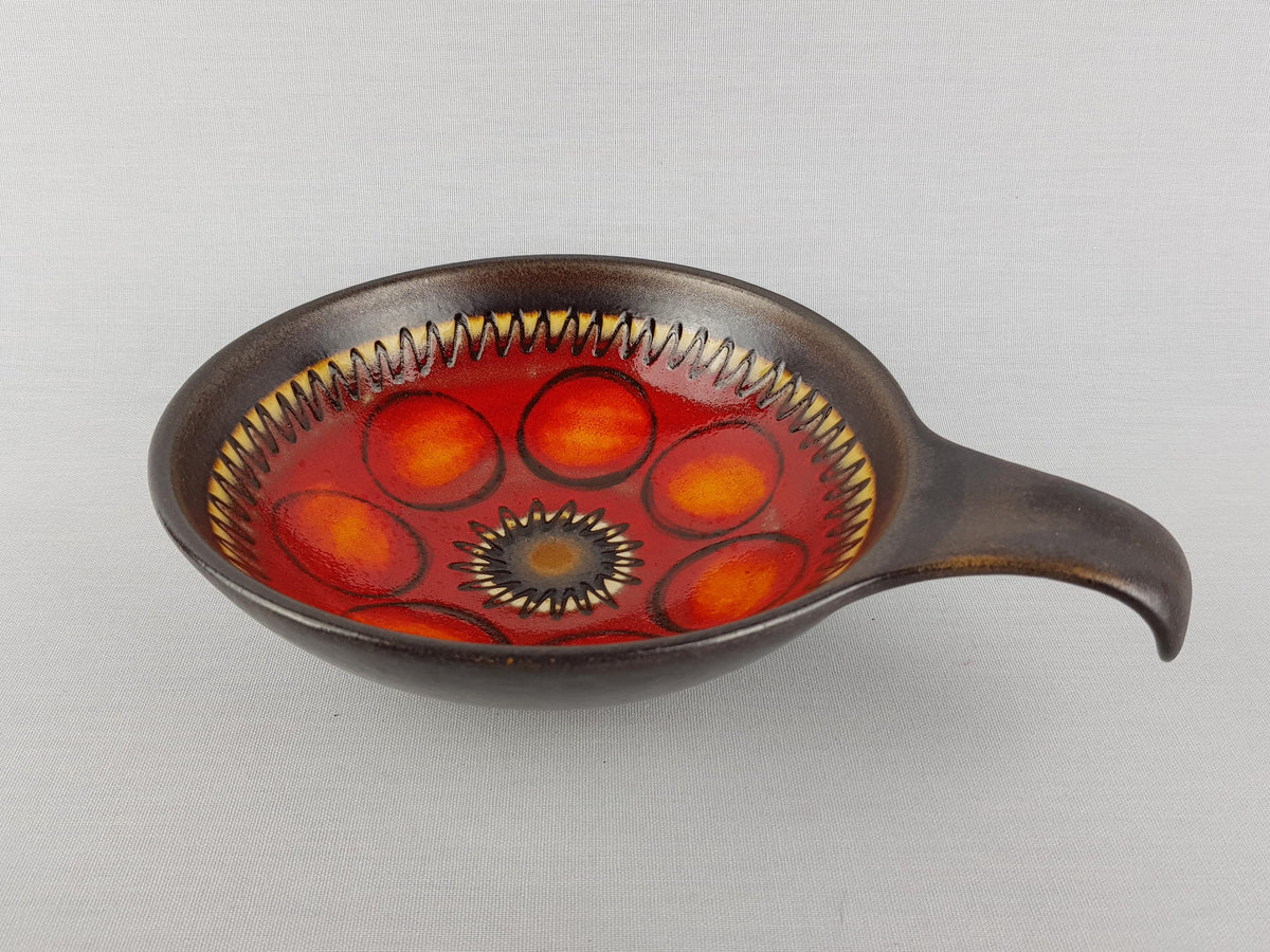 Vintage DÜMLER & BREIDEN Brown and Orange Ceramic Bowl 206/18 West German Pottery 1970s