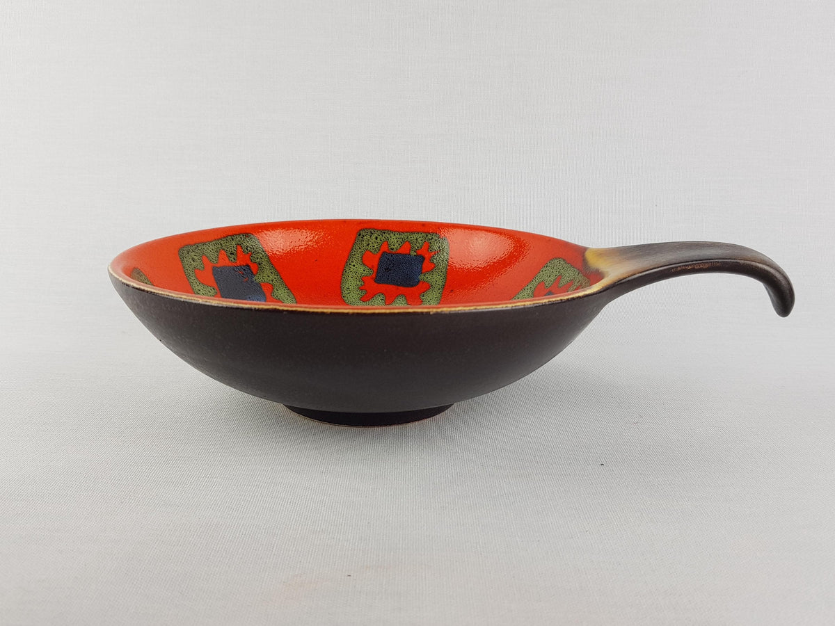 Vintage DÜMLER & BREIDEN Orange and Brown Ceramic Bowl 206/18 West German Pottery 1970s