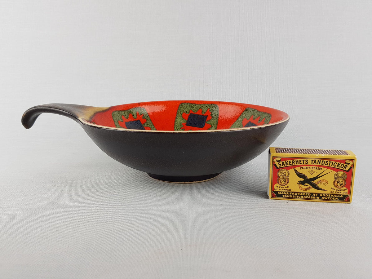 Vintage DÜMLER & BREIDEN Orange and Brown Ceramic Bowl 206/18 West German Pottery 1970s