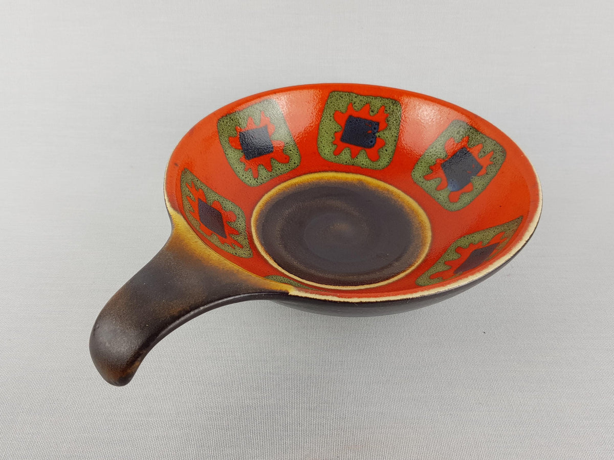 Vintage DÜMLER & BREIDEN Orange and Brown Ceramic Bowl 206/18 West German Pottery 1970s
