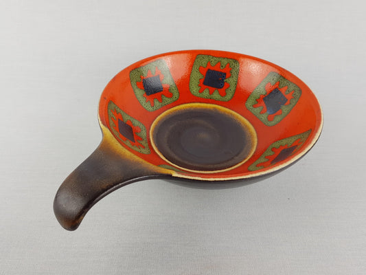 Vintage DÜMLER & BREIDEN Orange and Brown Ceramic Bowl 206/18 West German Pottery 1970s