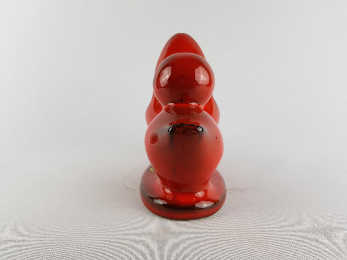 Vintage PAN KERAMIK Glossy Red Pelican Snack Peanut Bowl West German Pottery 1970s