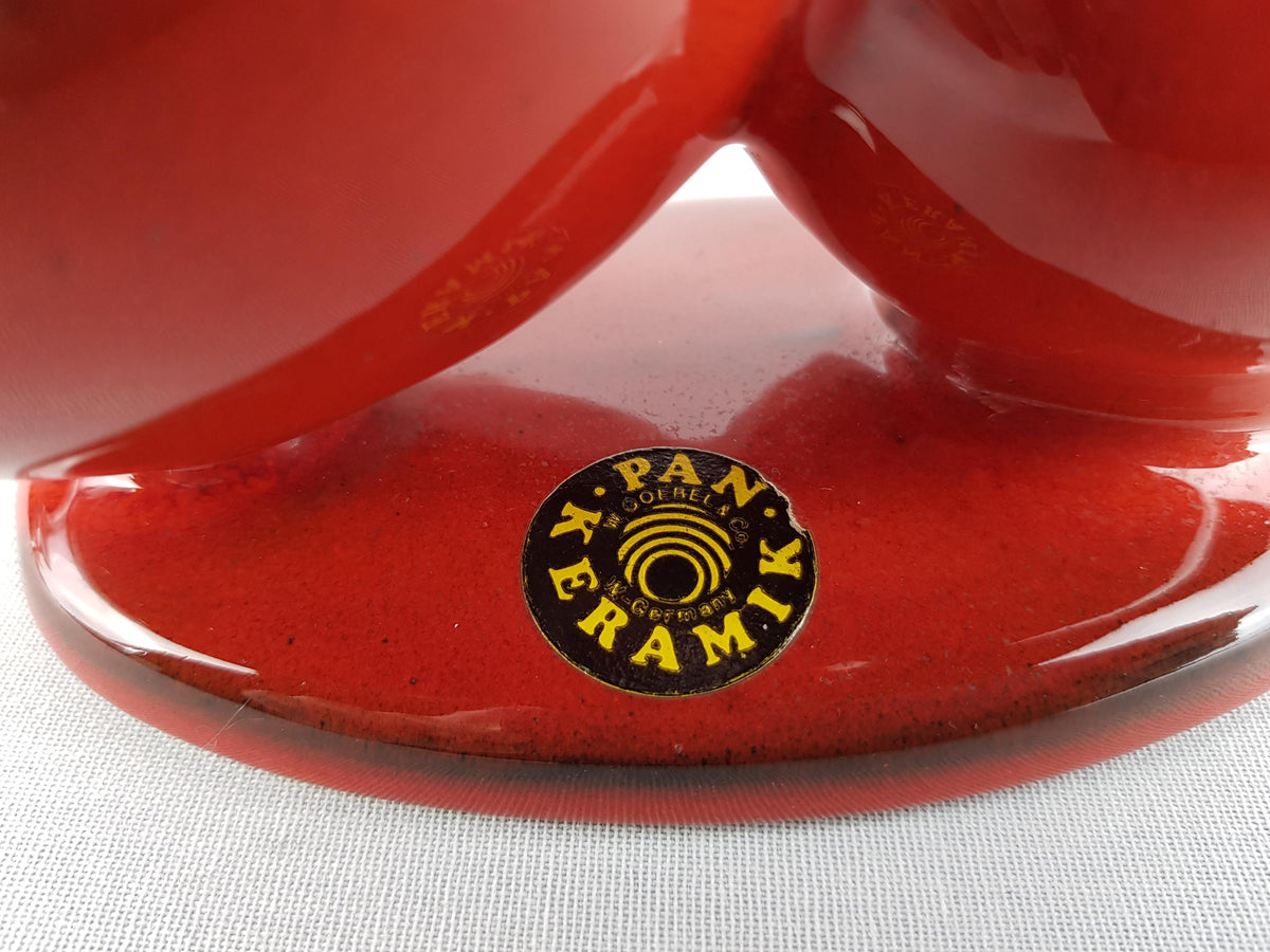 Vintage PAN KERAMIK Glossy Red Pelican Snack Peanut Bowl West German Pottery 1970s