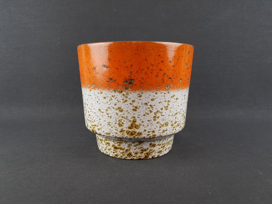 Vintage MAREI KERAMIK Orange Fat Lava Planter / Flower Pot with Berlin decor 12/3 West German Pottery 1970s