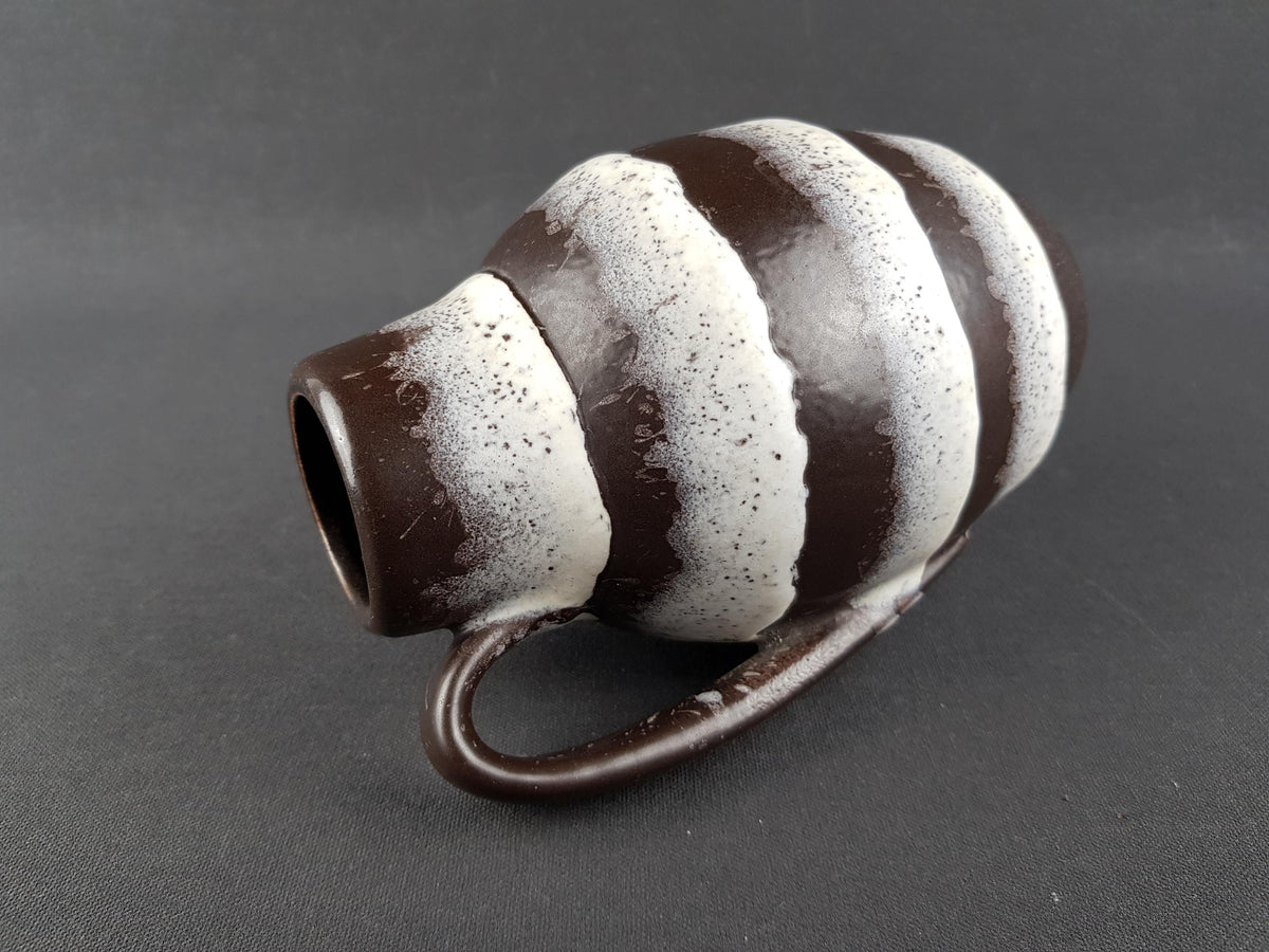 Vintage SCHEURICH KERAMIK Brown and White Fat Lava Vase 414-16 West German Pottery 1960s