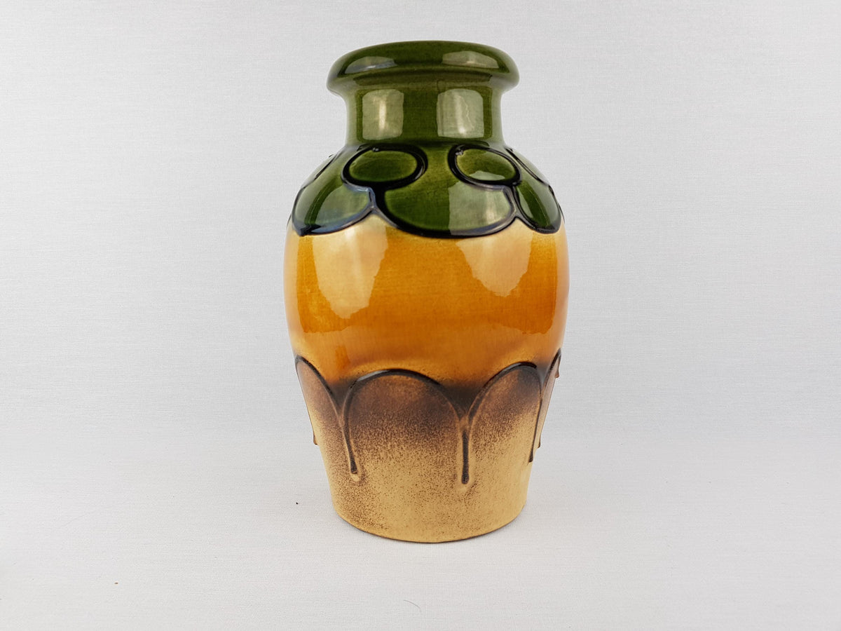 Vintage SCHEURICH KERAMIK Ocher and Green 291-28 West German Pottery 1970s