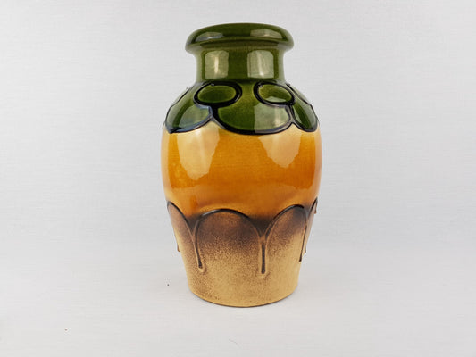 Vintage SCHEURICH KERAMIK Ocher and Green 291-28 West German Pottery 1970s
