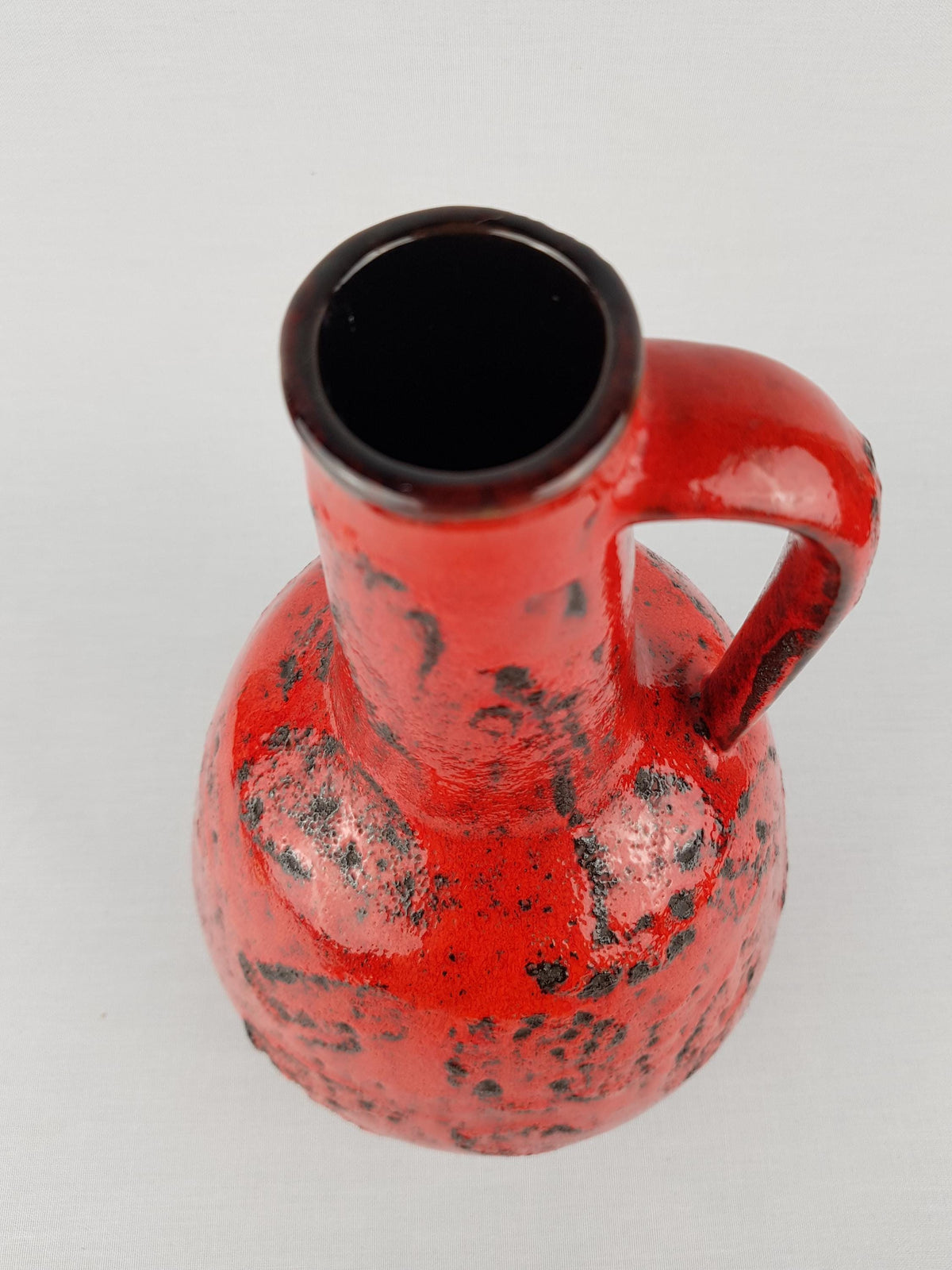 Vintage GRAFLICH ORTENBURG Red Fat Lava Handled Vase 605/2 West German Pottery 1970s