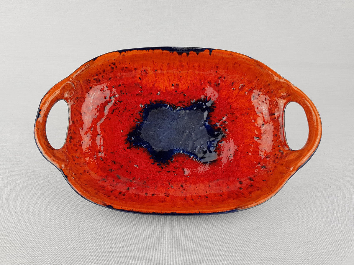Vintage DÜMLER und BREIDEN KERAMIK Orange and Blue Fat Lava Bowl 609 32 West German Pottery 1970s