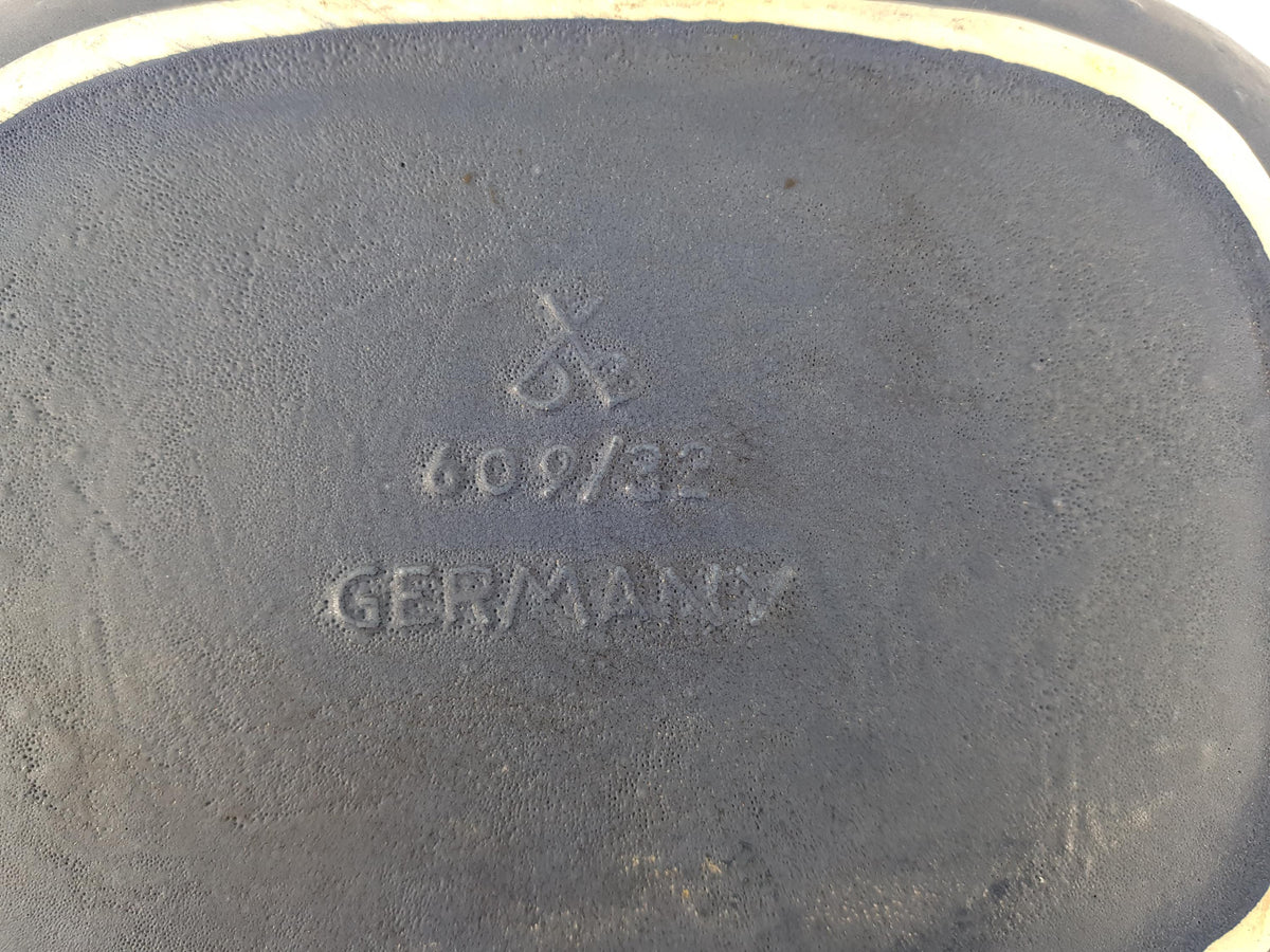Vintage DÜMLER und BREIDEN KERAMIK Orange and Blue Fat Lava Bowl 609 32 West German Pottery 1970s