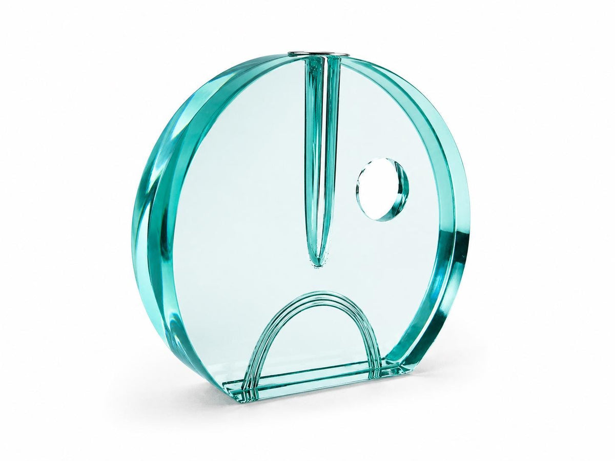 Vintage FONTANA ARTE Turquoise Mirrored Solifleur Glass Vase by Gallotti and Radice, Italian Design Glass Art ca. 1960