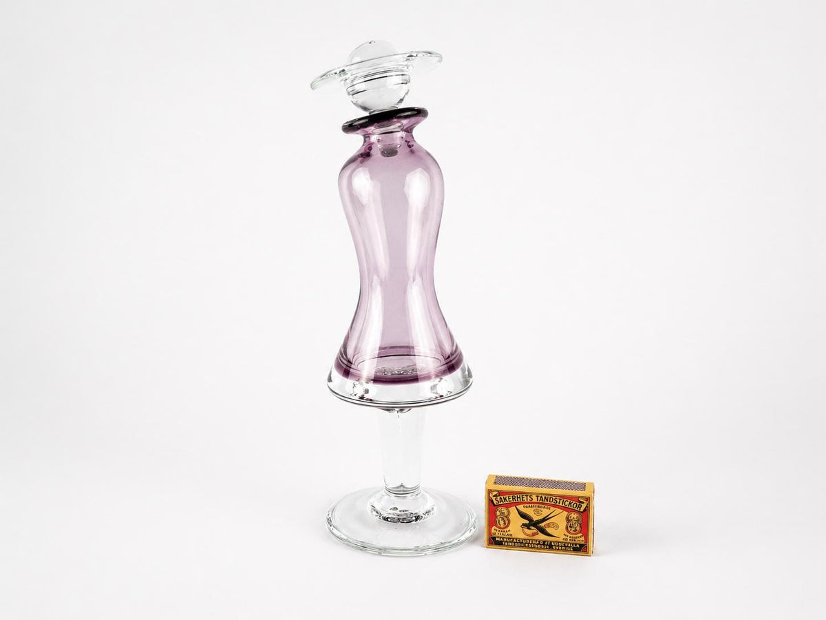 Vintage CHRISTINENHUETTE SCHOTT ZWIESEL Studio Glass Art Decanter | Pink Lila Lady with Hat| Very Rare