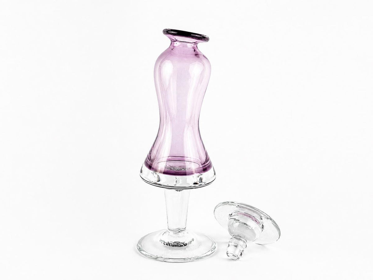 Vintage CHRISTINENHUETTE SCHOTT ZWIESEL Studio Glass Art Decanter | Pink Lila Lady with Hat| Very Rare