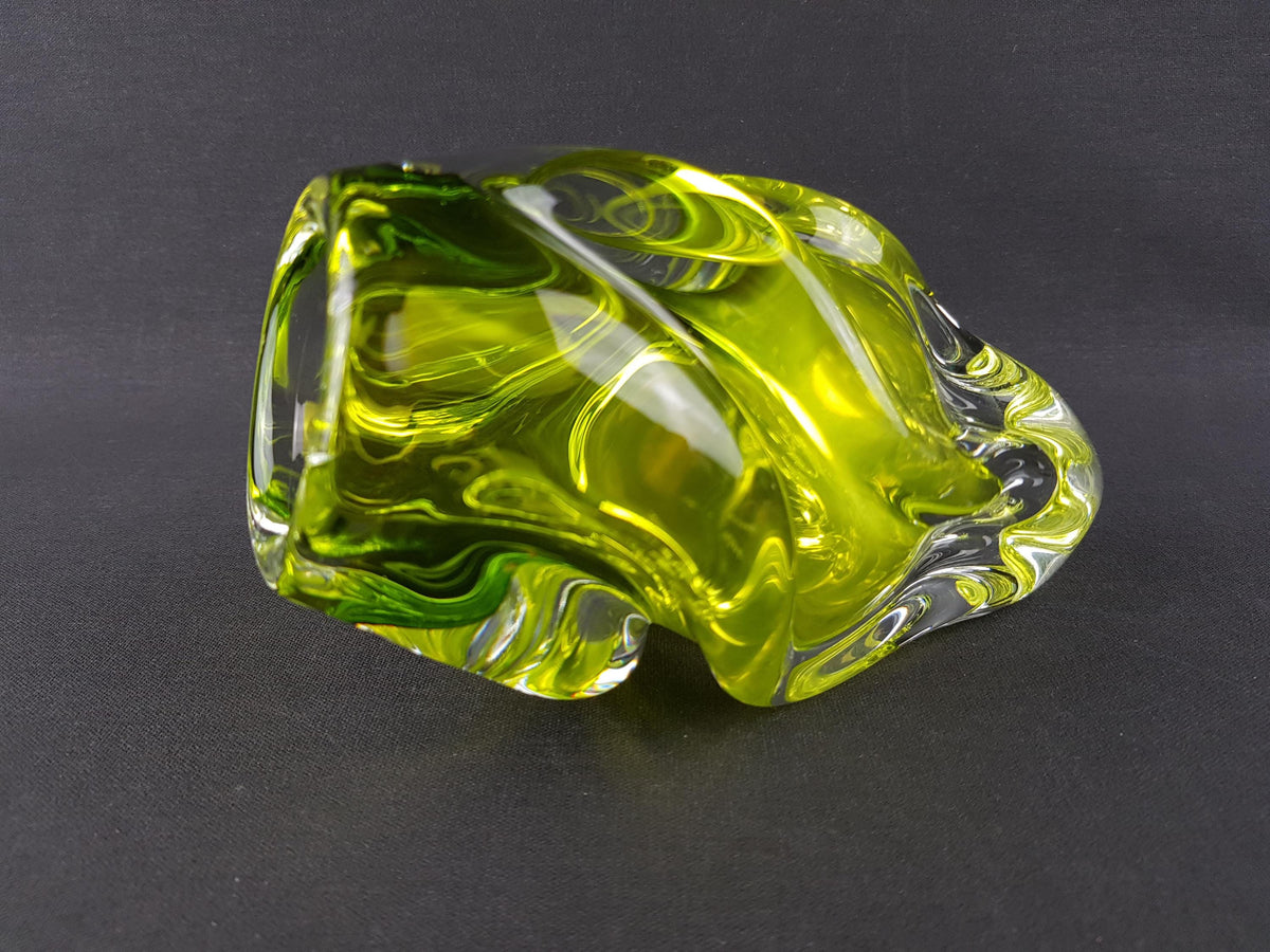 Vintage Rare JOSEF HOSPODKA Neon Yellow Vase Novy Bor Borocrystal Bohemian Czech Glass 1960s Czechoslovakia