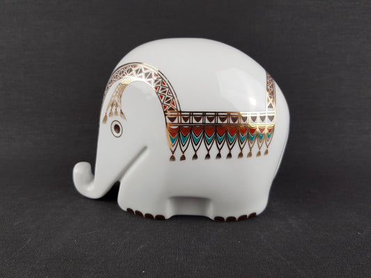 Vintage HOECHST Porcelain Elephant Money Box by Bernd Diefenbach White Piggy Bank West Germany 1970s