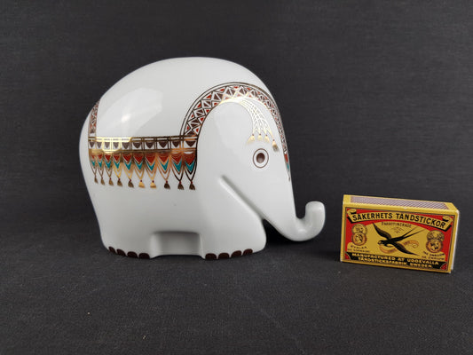 Vintage HOECHST Porcelain Elephant Money Box by Bernd Diefenbach White Piggy Bank West Germany 1970s