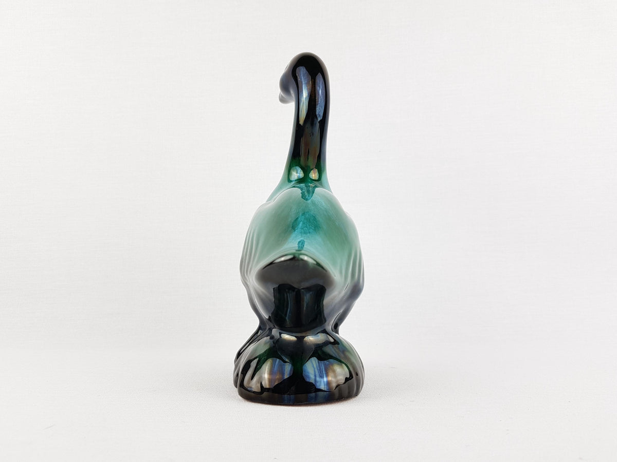 Vintage BLUE MOUNTAIN POTTERY Green and Black Goose Figurine Canada 1960s
