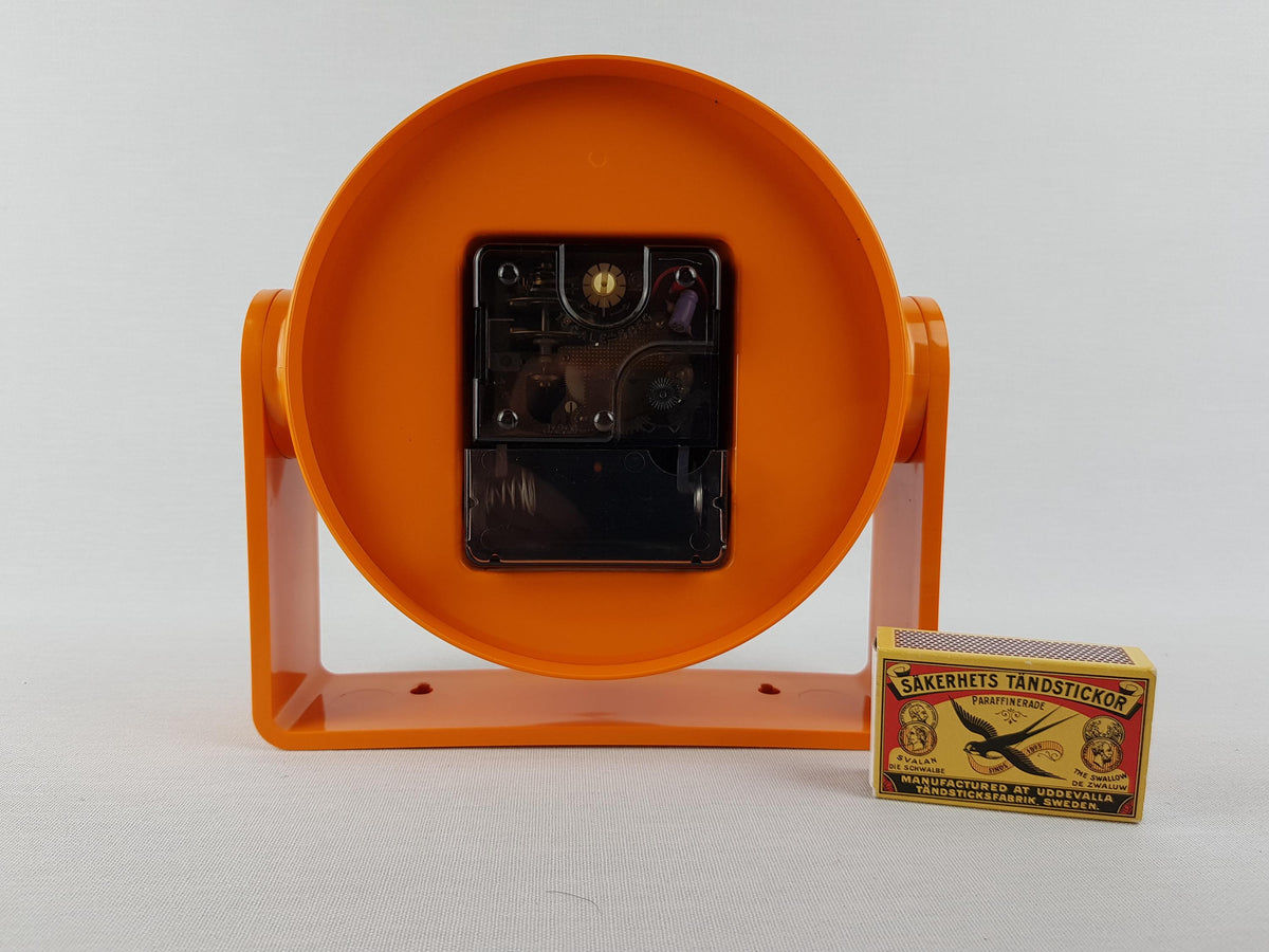 Vintage DIE HAUSUHR Orange Table Clock Adjustable Stand Desk Clock Space Age German Design 1970s