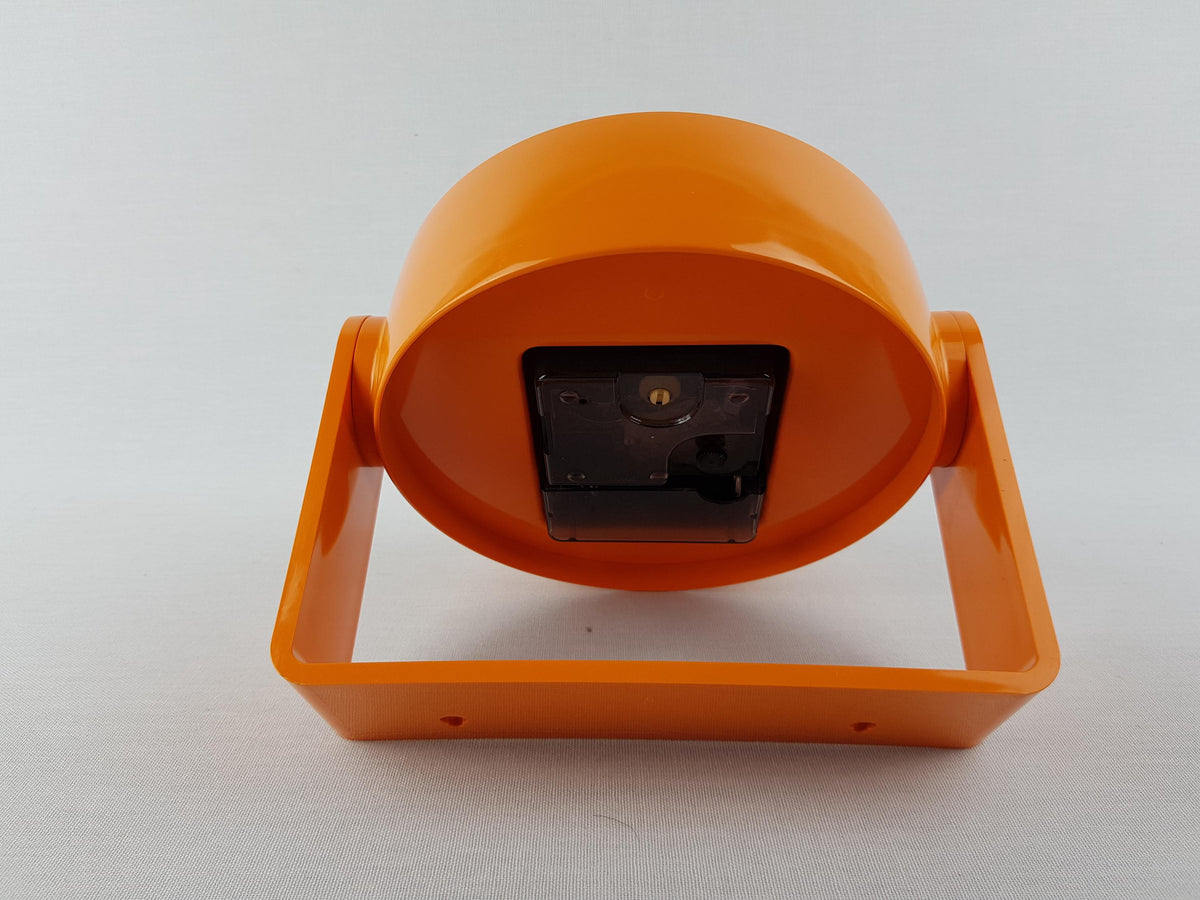 Vintage DIE HAUSUHR Orange Table Clock Adjustable Stand Desk Clock Space Age German Design 1970s