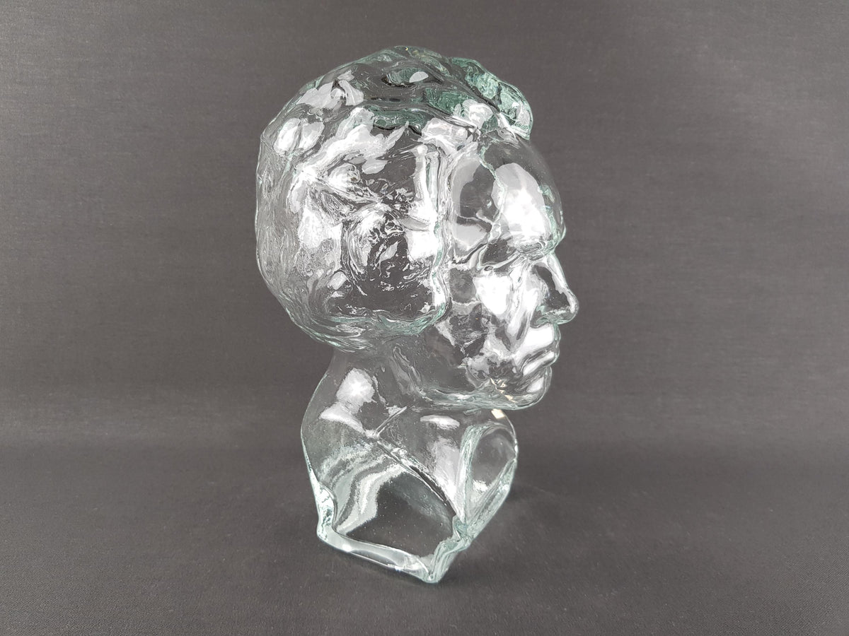 Vintage INGRID GLAS Glass Head Phone Holder, Hat Cap Wig Holder Glass Bust of Ludwig von Beethoven West Germany 1960-70