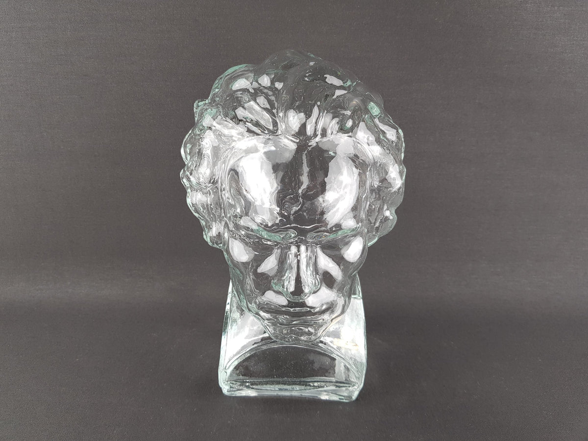 Vintage INGRID GLAS Glass Head Phone Holder, Hat Cap Wig Holder Glass Bust of Ludwig von Beethoven West Germany 1960-70
