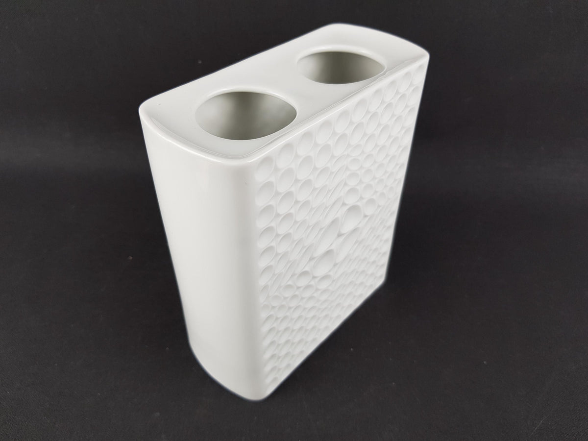 Vintage FÜRSTENBERG Op Art Relief Block Vase 1447/14 by E.A. Sundermann Germany 1970s